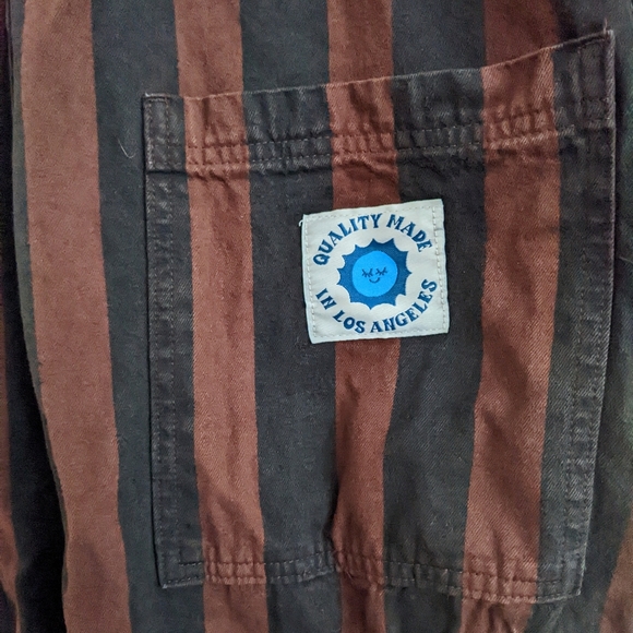 ALREADY SOLD DO NOT BUY Big Bud Press Striped Overalls Brown Stripe, size Small - Picture 5 of 5